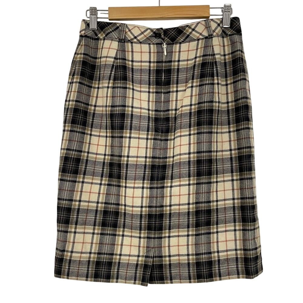 Vintage Hammer Yellow & Black Plaid Pencil Skirt Mini Womens M Academia Preppy